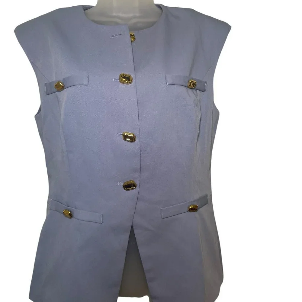 Kourt Luisa Light Blue Structured Vest Top NWT Size Large - Picture 2 of 5